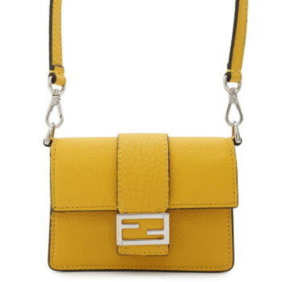 FENDI Micro Flat Baguette Leather Shoulder Bag Pouch - Picture 1 of 8